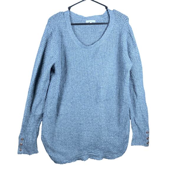 Maurices Womens Sweater Dark Gray Lightweight Waffle Knit Pullover Stretch L - Picture 1 of 12